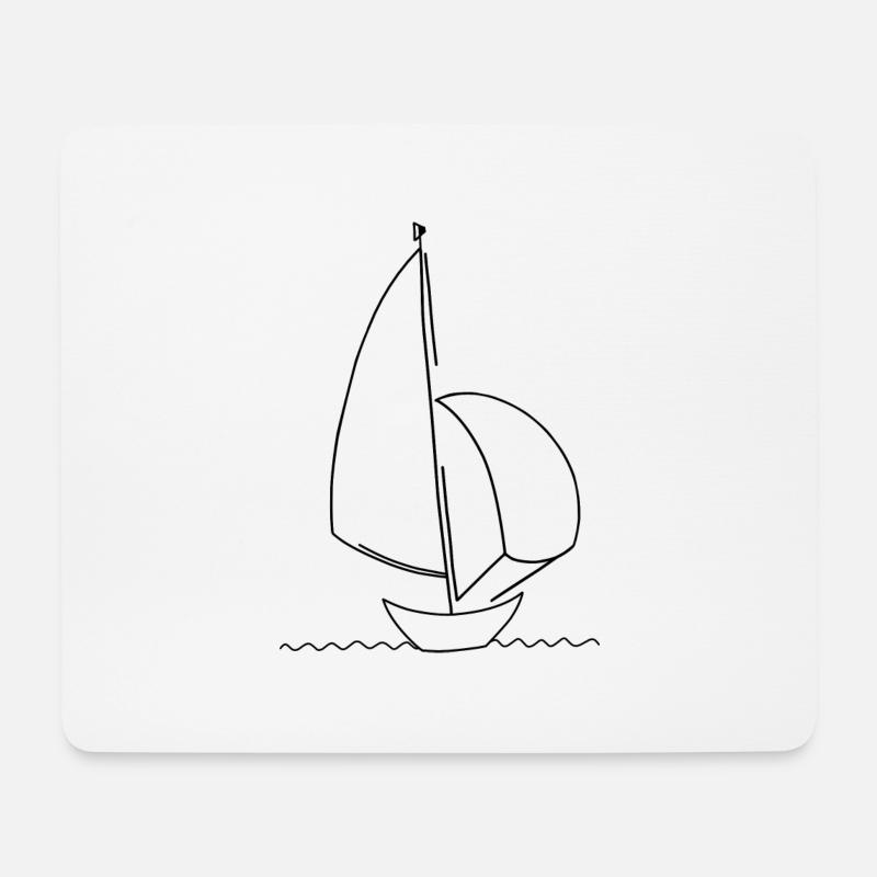 Segelboot, Spinnaker, Minimal, Regatta, Design - Mousepad (Querformat) - Weiß