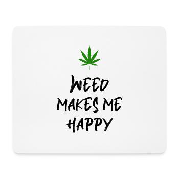 l’herbe me rend heureux cannabis marijuana - Tapis de souris (format paysage) - blanc - Devant