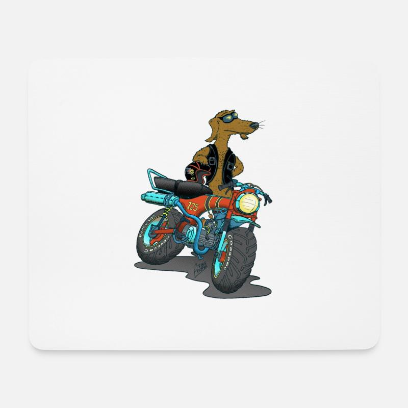 Daxhond und sein Motorrad - Mousepad (Querformat) - Weiß