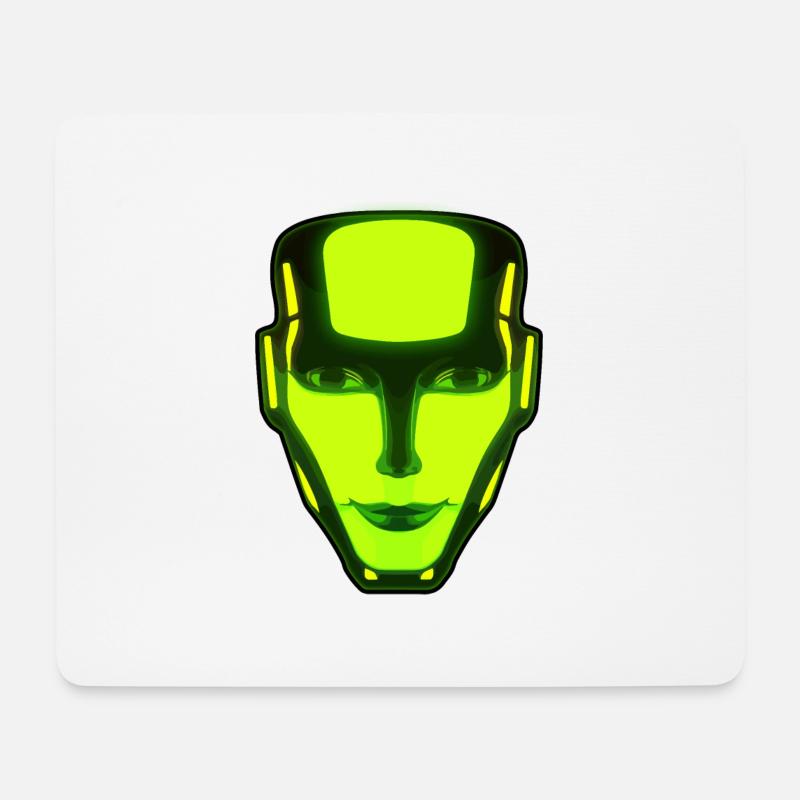 Neon Robot Face - Mousepad (Querformat) - Weiß