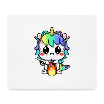 00221 süßes Drachen Einhorn Baby spielt mit Feuer - Mousepad (Querformat) - Weiß - Vorne