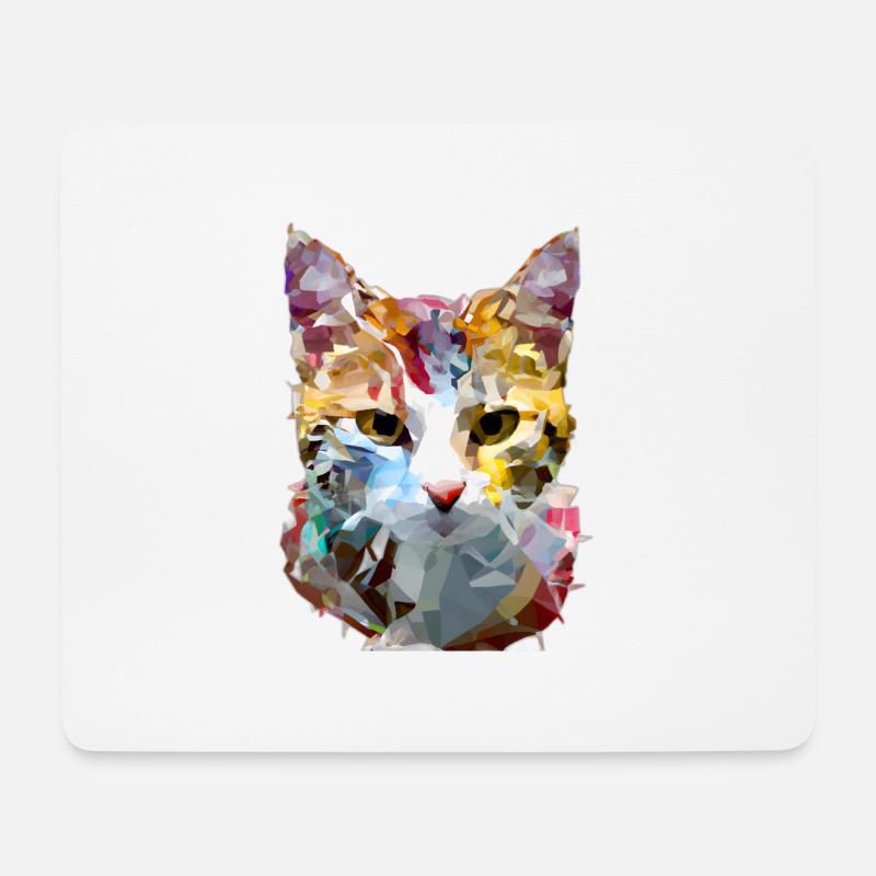 Abstrakte Polygon geometrische Katze - Mousepad (Querformat) - Weiß
