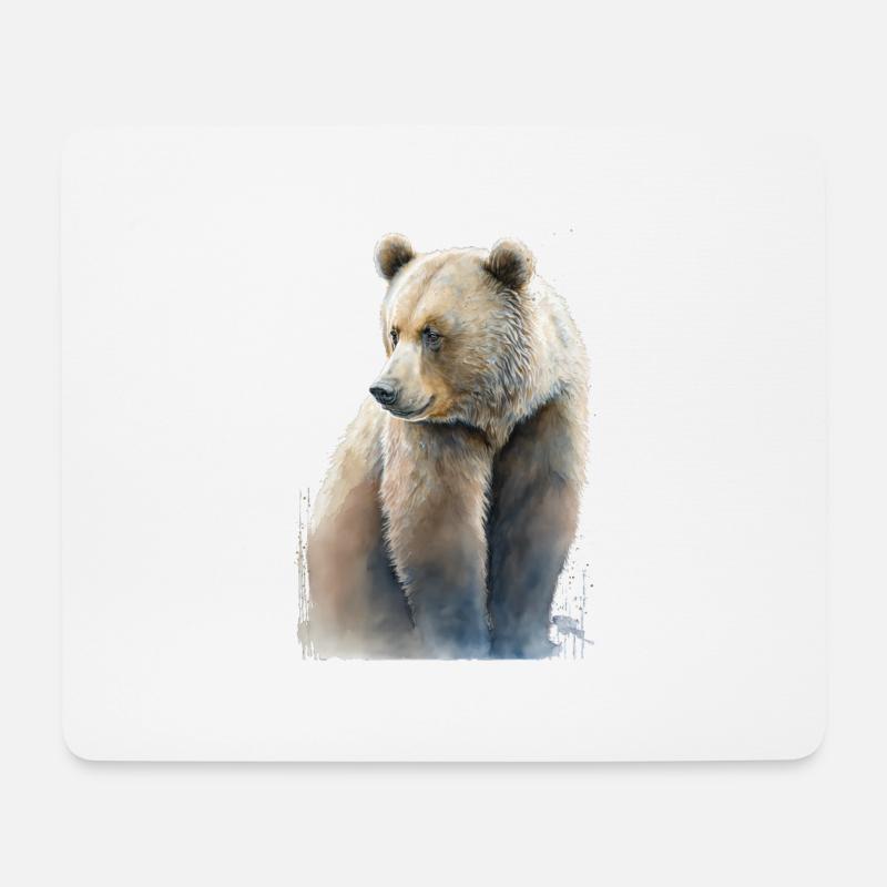Grizzly Bär Aquarell Wasserfarben - Mousepad (Querformat) - Weiß