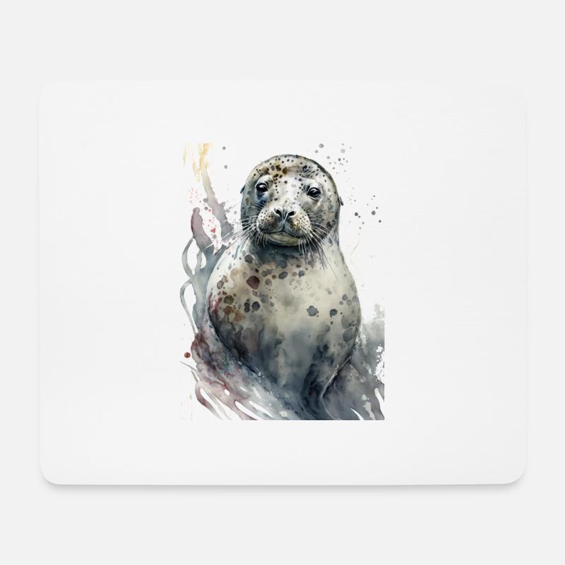 Robbe Süß Niedlich Realistisch Aquarell - Mousepad (Querformat) - Weiß