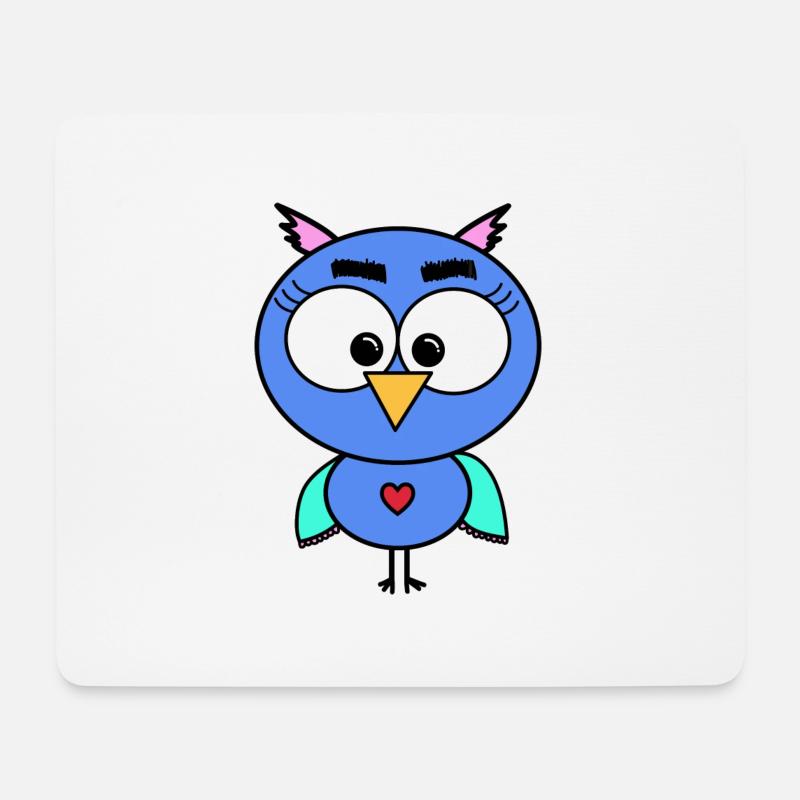 Owl Blue - Mouse Pad (horizontal) - white