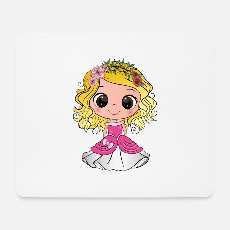 Blonde Prinzessin mit braunen Augen und rosa Kleid - Mousepad (Querformat) - Weiß
