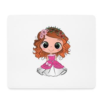 Princesse rousse aux yeux verts et une robe rose - Tapis de souris (format paysage) - blanc - Devant