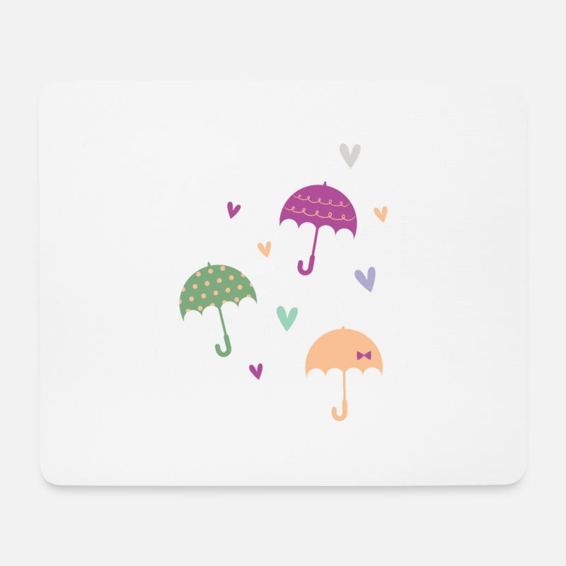Umbrella & hearts - Mouse Pad (horizontal) - white