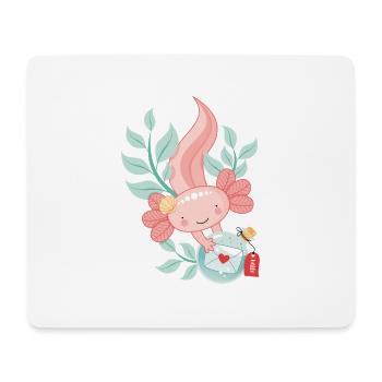 Axolotl mit Flaschenpost - Mousepad (Querformat) - Weiß - Vorne