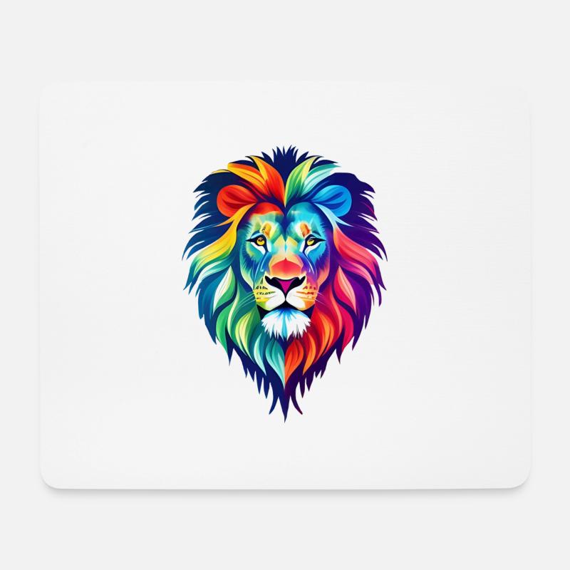 bunter Löwe - Mousepad (Querformat) - Weiß