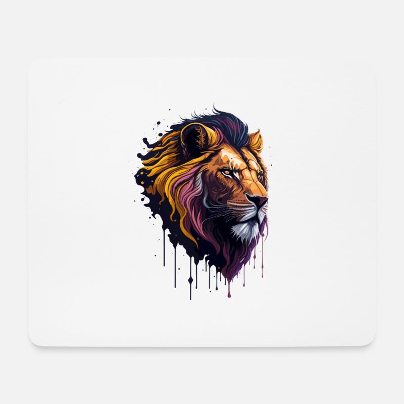 Colorful Lion Face - Mousepad (Querformat) - Weiß