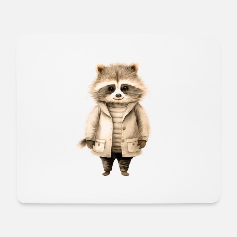 Midnight Bandit: Waschbär-Abenteuer-T-Shirt - Mousepad (Querformat) - Weiß