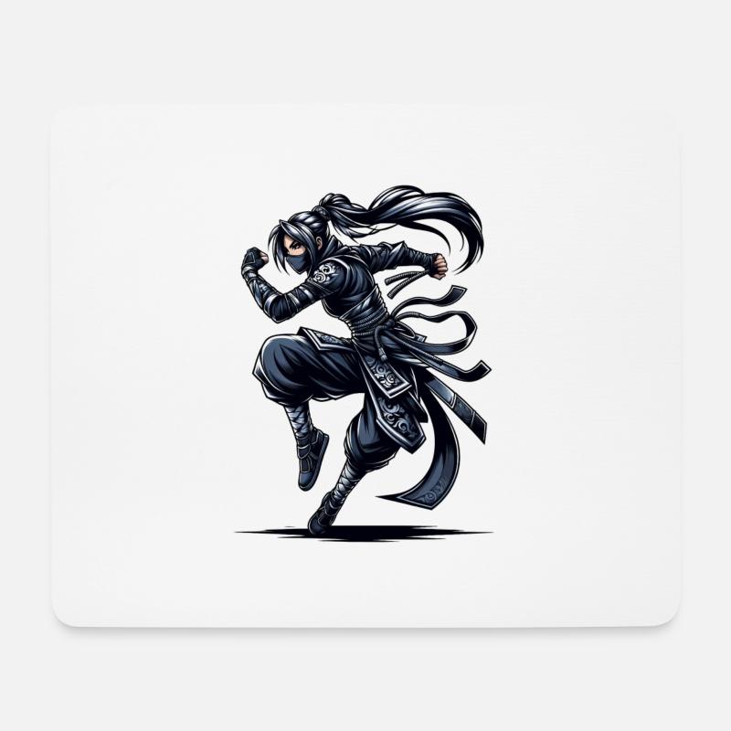 Charming Ninja Fighter I Ninja Girl I Ninja - Mousepad (Querformat) - Weiß