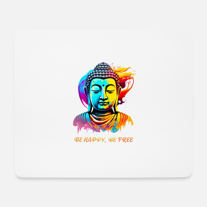 Buddha. Sei glücklich, sei frei - Mousepad (Querformat) - Weiß