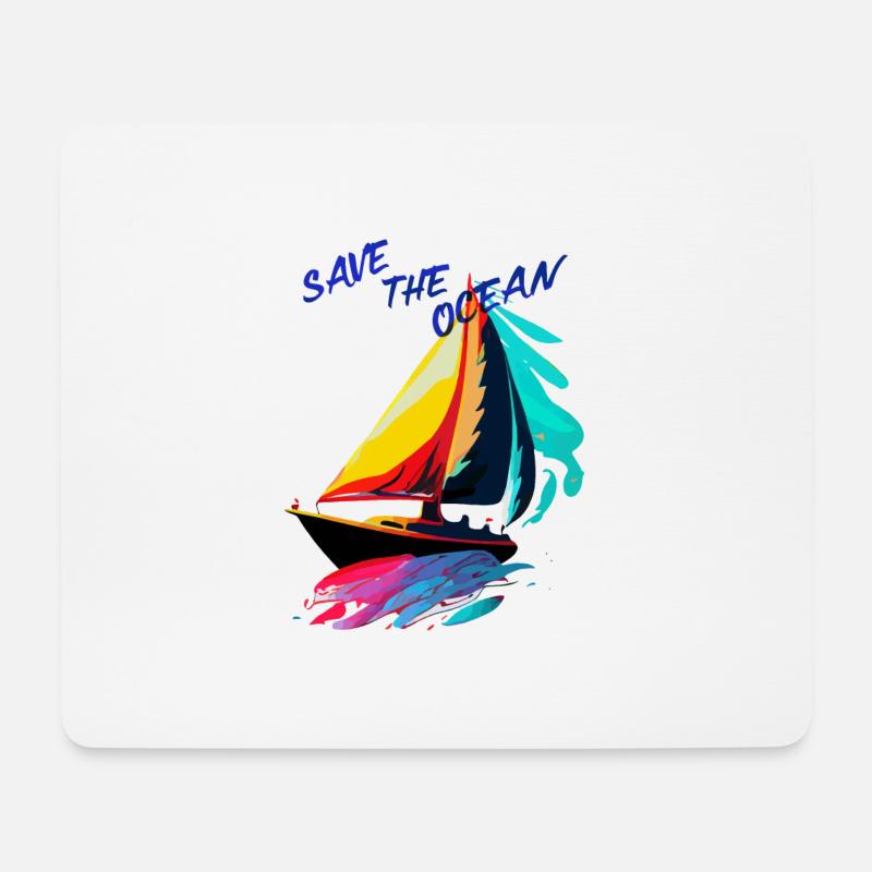 Save the Ocean. Sailing ship - Mouse Pad (horizontal) - white