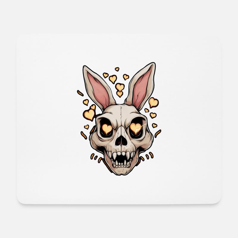 Skelett Hase Buch Halloween - Mousepad (Querformat) - Weiß