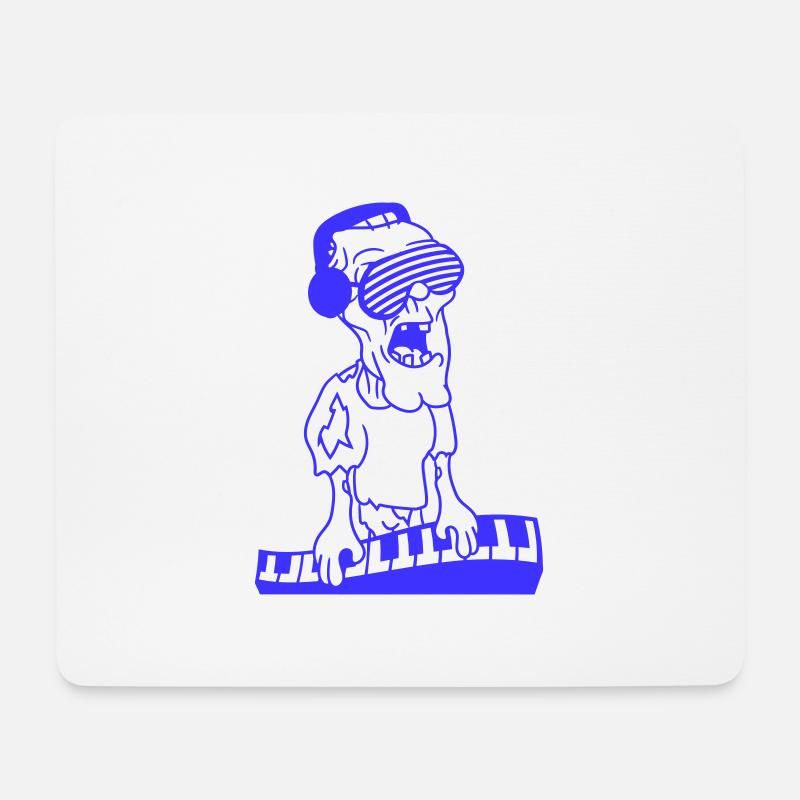 DJ Zombie Keyboard Horror Halloween Party Musik - Mousepad (Querformat) - Weiß