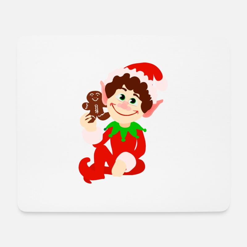 Elf and gingerbread - Mouse Pad (horizontal) - white