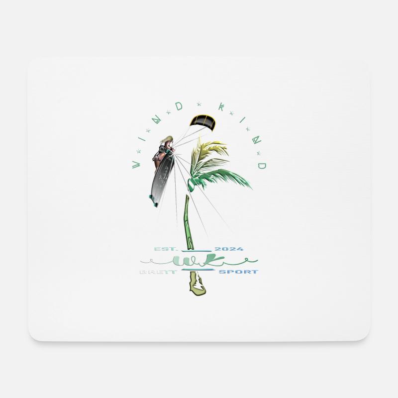 Kitesurferin Palme - Mousepad (Querformat) - Weiß