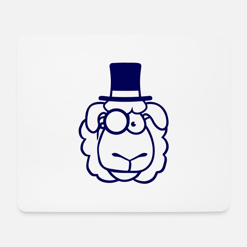 Schaf Herr Gentleman Zylinder Hut Monokel Brille - Mousepad (Querformat) - Weiß