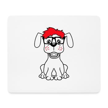 Hund Nerd Hornbrille Geek Zahnspange Schlau Lustig - Mousepad (Querformat) - Weiß - Vorne