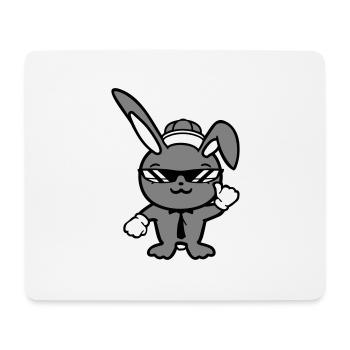 Bunny Sunglasses Cappy Tie Cool Hat Comic - Mouse Pad (horizontal) - white - Front