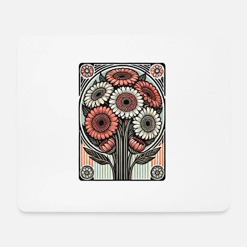 Gerbera Gänseblümchen - Mousepad (Querformat) - Weiß