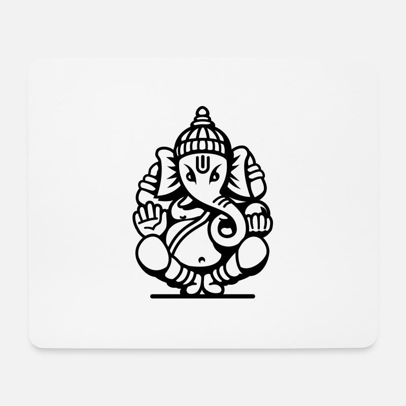 Ganesha Elefant (elephant) No.04.2_1c - Mousepad (Querformat) - Weiß