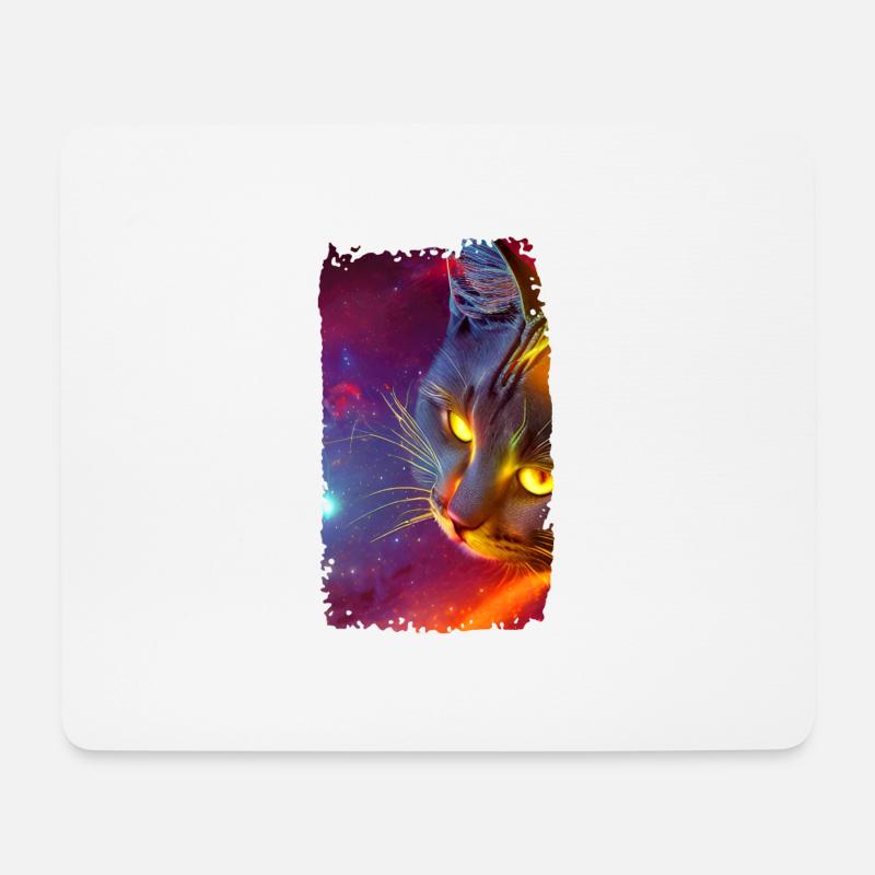 Space Cat - Mousepad (Querformat) - Weiß