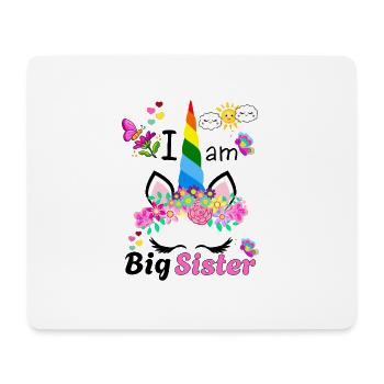 Je suis la grande sœur Licorne Florale - Tapis de souris (format paysage) - blanc - Devant