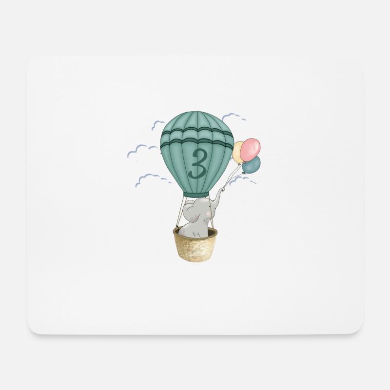 Ballon Baby Elefant 3. Geburtstag - Mousepad (Querformat) - Weiß