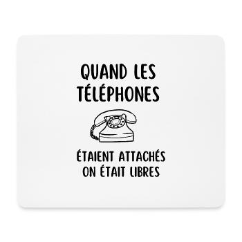 quand les téléphones étaient attachés - Tapis de souris (format paysage) - blanc - Devant