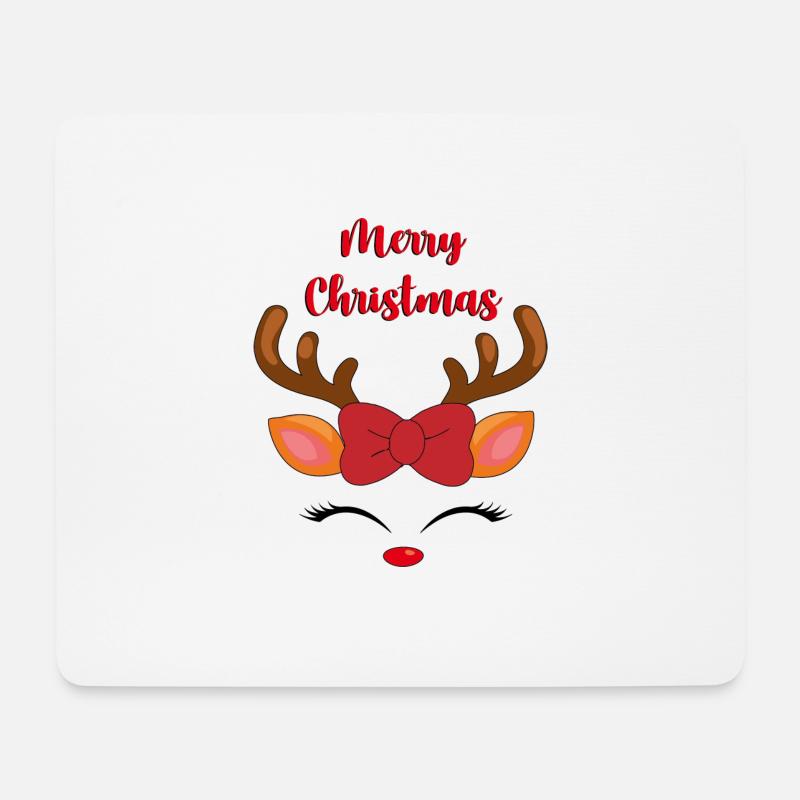 Rentier Gesicht Merry Christmas - Mousepad (Querformat) - Weiß