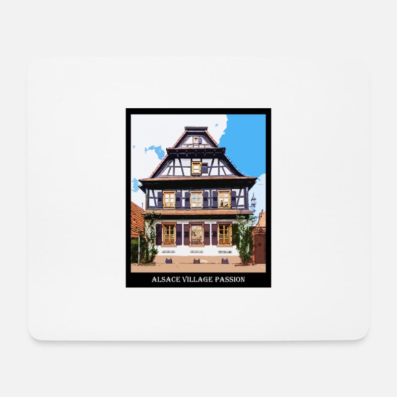 Alsatian half-timbered house - Mouse Pad (horizontal) - white