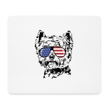 West Highland White Terrier Amerika Fahne Brille - Mousepad (Querformat) - Weiß - Vorne