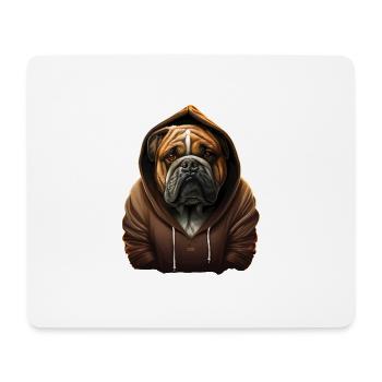 Die coole Pullover-Bulldogge - Mousepad (Querformat) - Weiß - Vorne