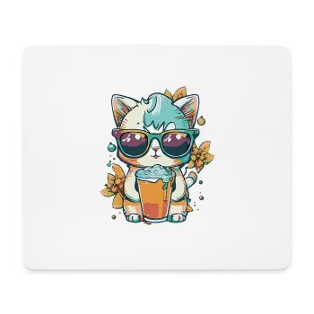 Sommer-Coolness: Katze mit Sonnenbrille - Mousepad (Querformat) - Weiß - Vorne