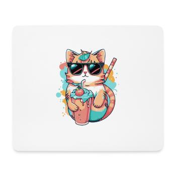 Refreshing design: A cat with sunglasses - Mouse Pad (horizontal) - white - Front