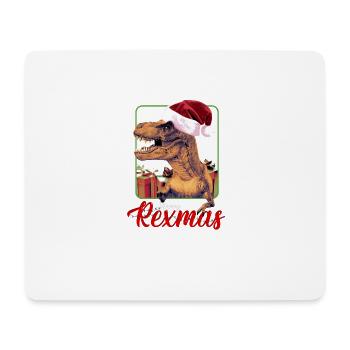 Noël Merry Rexmas - Dinosaure avec chapeau de Père Noël - Tapis de souris (format paysage) - blanc - Devant
