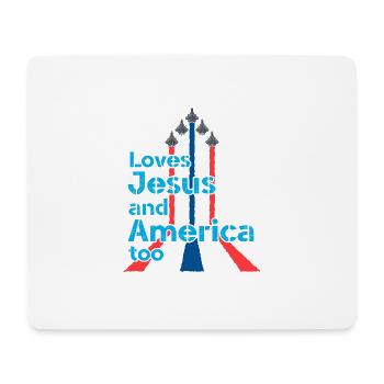 Aime Jésus et l’Amérique aussi pour le pilote ou l’avion - Tapis de souris (format paysage) - blanc - Devant