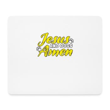Jesus And Dogs Amen für Christen Hundebesitzer - Mousepad (Querformat) - Weiß - Vorne