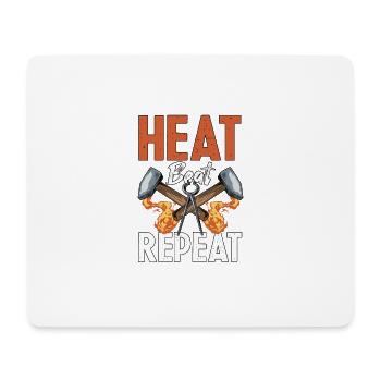Heat Beat Repeat Blacksmith Forging - Mouse Pad (horizontal) - white - Front