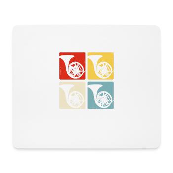 Retro Waldhorn Für Musikanten Spielmannszug - Mousepad (Querformat) - Weiß - Vorne