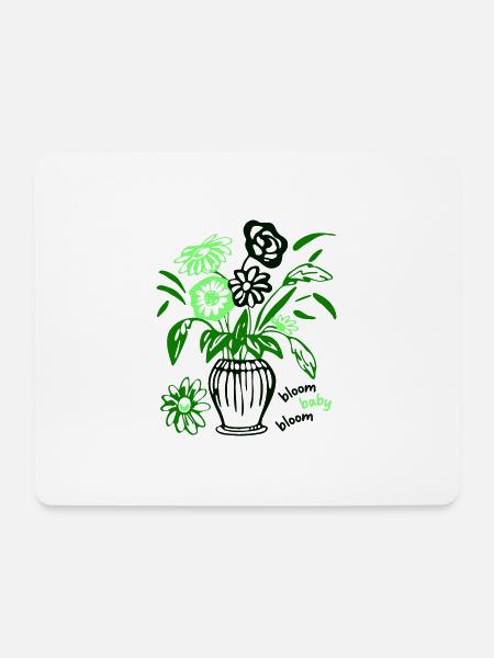Bloom Baby Bloom – Grünes Blumendesign - Mousepad (Querformat) - Weiß