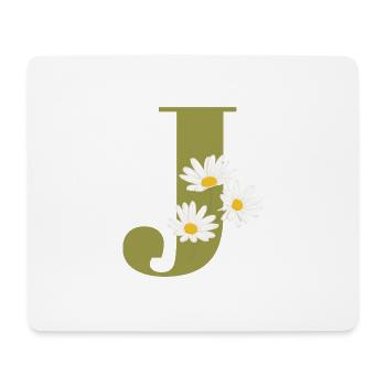 Lettre j vert marguerites - Tapis de souris (format paysage) - blanc - Devant
