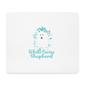 White Swiss Shepherd,dog,shepherd,blue - Mouse Pad (horizontal) - white - Front
