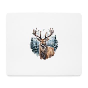 Paysage d’hiver avec des cerfs - Tapis de souris (format paysage) - blanc - Devant