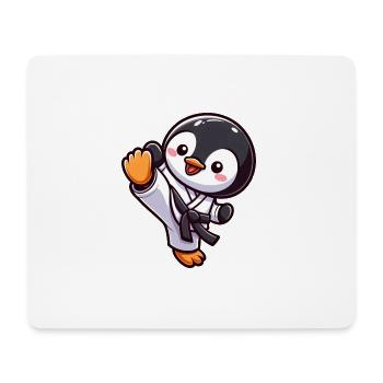 Mignon dessin animé pingouin karaté arts martiaux - Tapis de souris (format paysage) - blanc - Devant