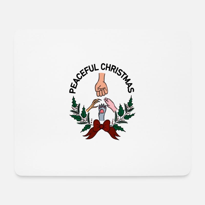 Friedliche Weihnachten mit Tier und Mensch - Mousepad (Querformat) - Weiß