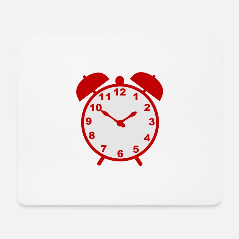 Classic alarm clock with red frame - Mouse Pad (horizontal) - white